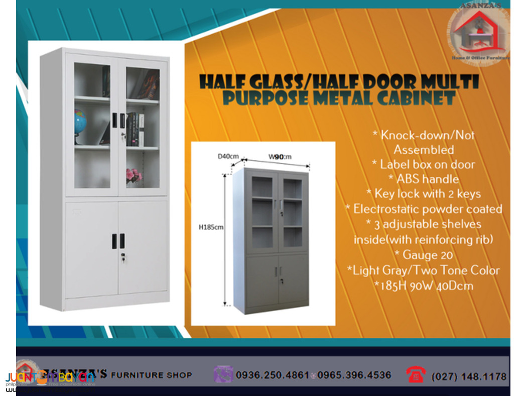 Half Glass / Half Door Multi Purpose Metal Cabinet | Factory Price