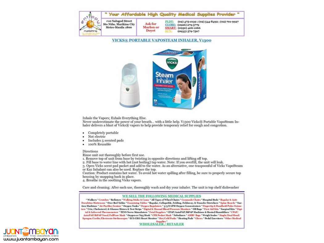 vicks Steam Inhaler with vapo pads