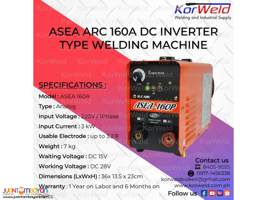 ASEA 160A Arc Welding DC Inverter Type (Made in korea)