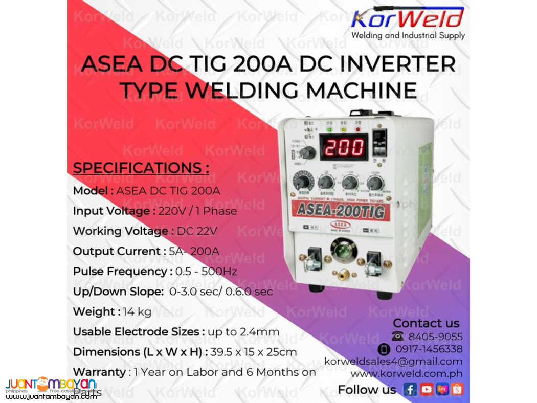 ASEA DC TIG 200A Welding machine Inverter Type 