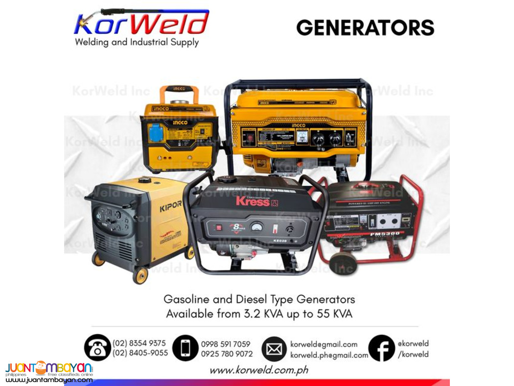 Generator - Gasoline & Diesel Type (3kva up to 55kva)