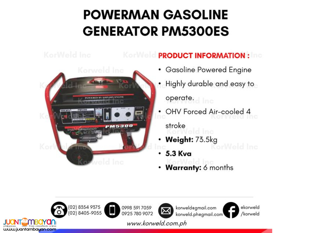 Generator - Gasoline & Diesel Type (3kva up to 55kva)