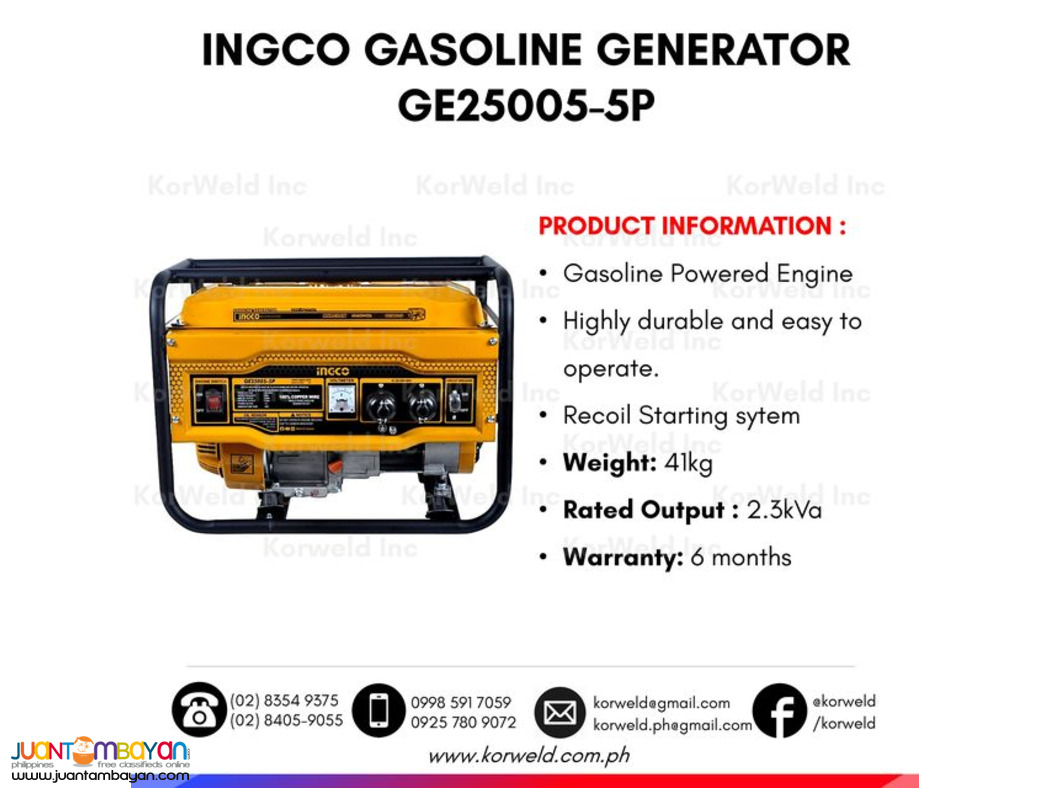 Generator - Gasoline & Diesel Type (3kva up to 55kva)