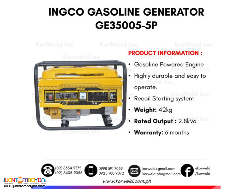 Generator - Gasoline & Diesel Type (3kva up to 55kva)