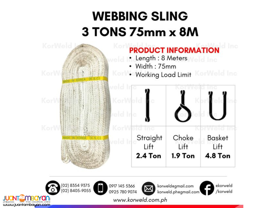 Flat Webbing Sling / Sling Belt 3 Tons x 8 Meters