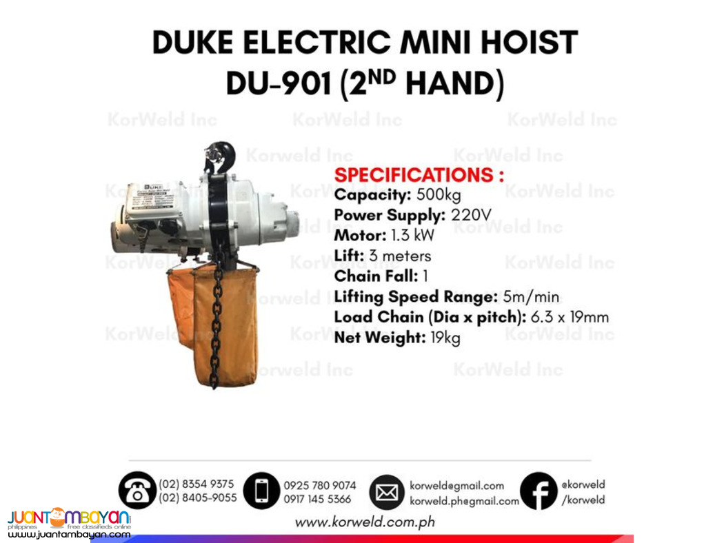 Electric Hoist Mini 500 kgs.