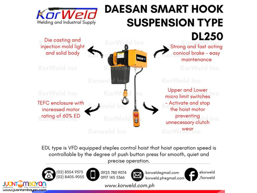 Electric Hoist Hook Type 250 kg.
