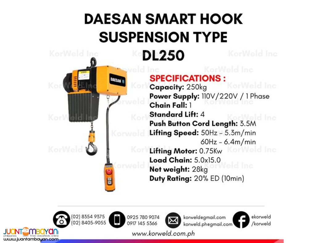 Electric Hoist Hook Type 250 kg.
