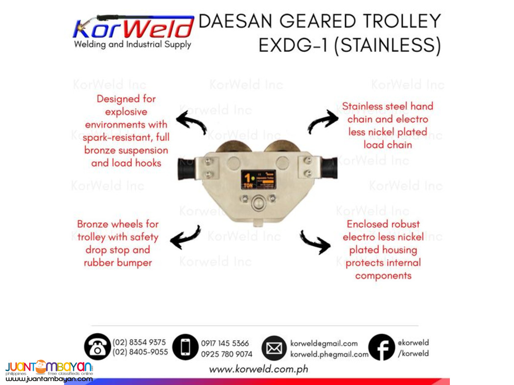 Spark Resistant Geared Travelling Trolley