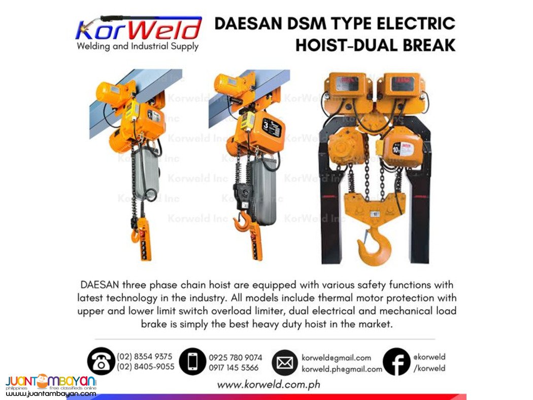DSM-10W DAESAN Motorized Trolley Electric Hoist 10 Tons