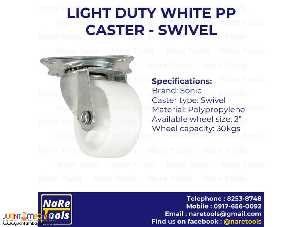 Light Duty White PP Caster - Swivel (WPPS)