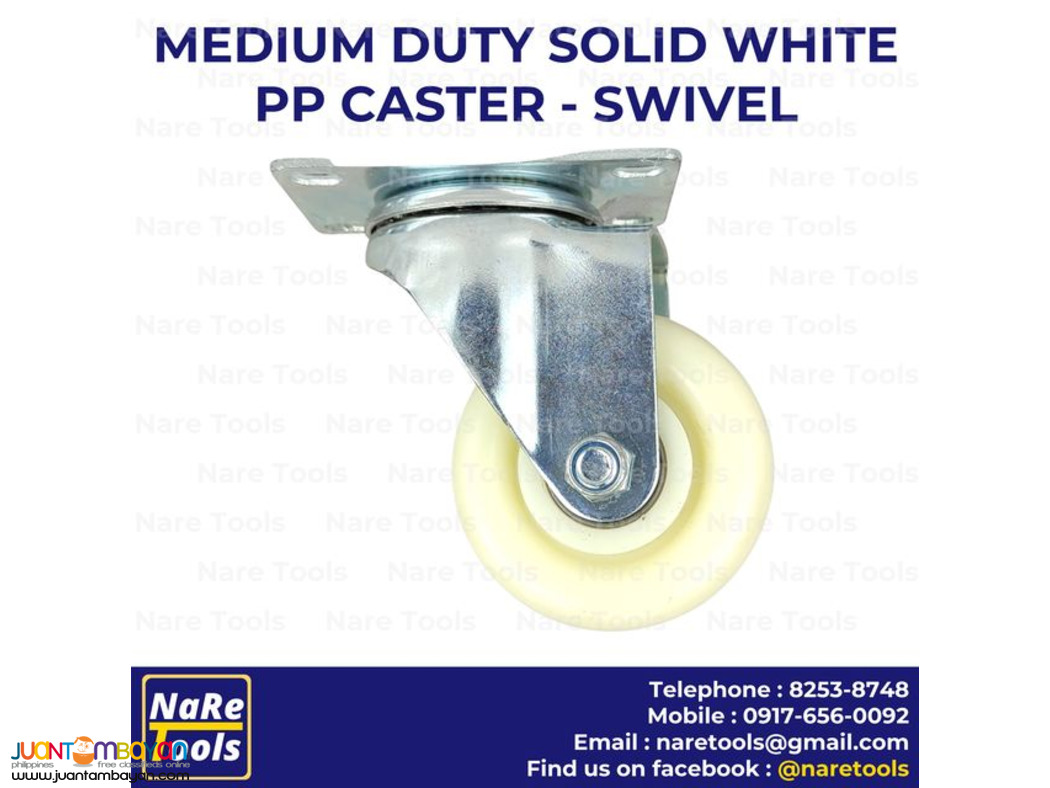 Medium Duty Solid White PP Caster - Swivel (SWPPS)