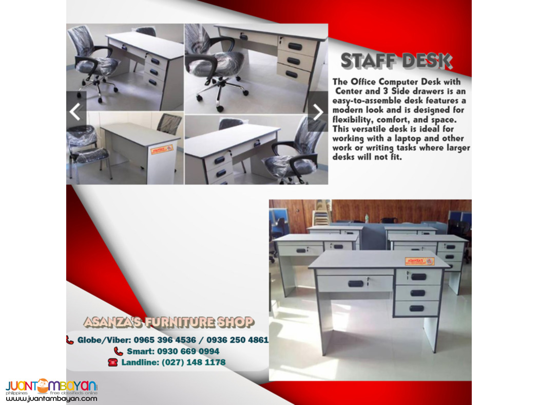 Office Computer Desk with Center & 3 Side Drawers | FACTORY PRICE