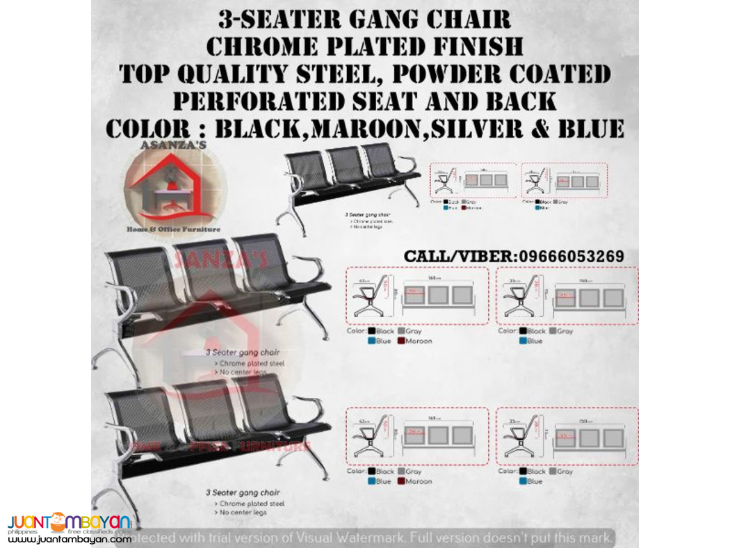 3 SEATER GANG CHAIR