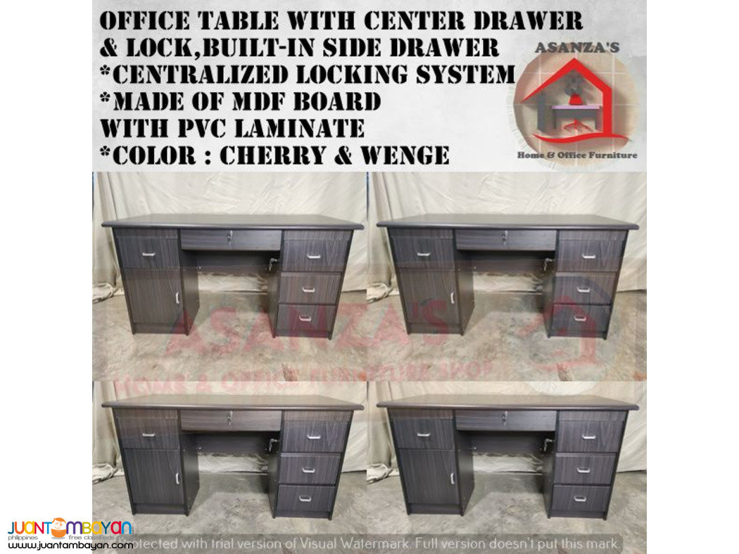 Office Table With Center Drawer & Lock,Built-in Side Drawer