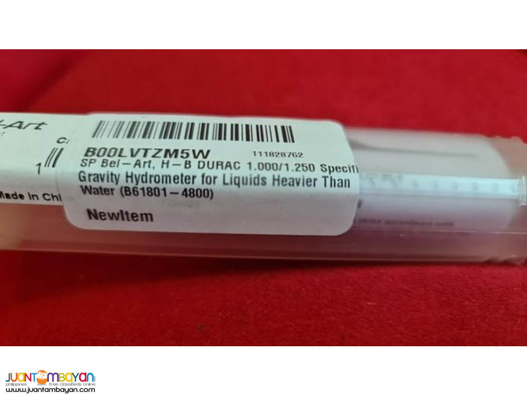 Hydrometer, Specific Gravity Hydrometer, 1.000 to 1.250, HB Durac