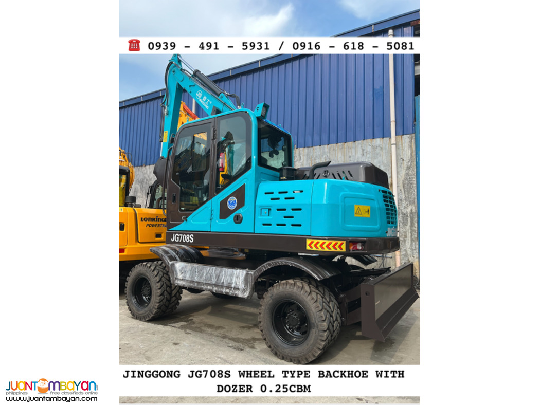 Jinggong Wheel Type Backhoe Excavator with dozer 0.25cubic