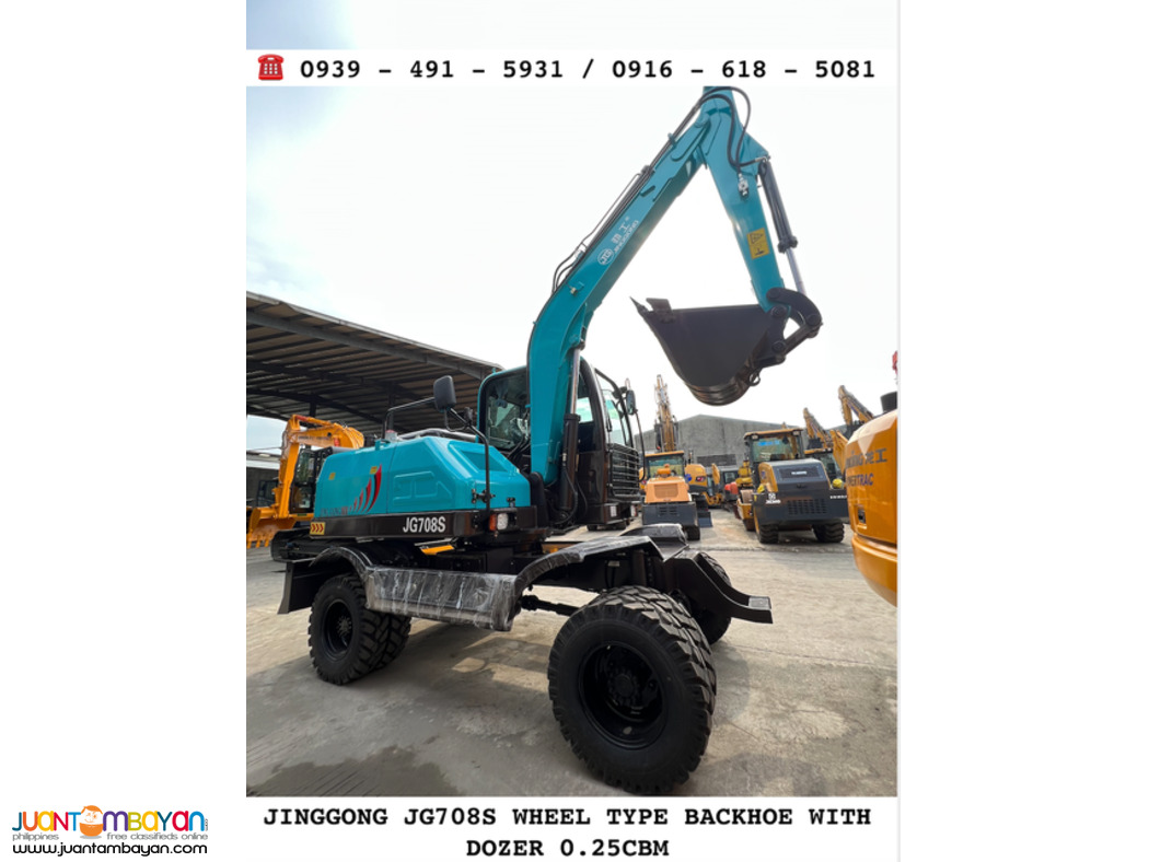 Jinggong Wheel Type Backhoe Excavator with dozer 0.25cubic