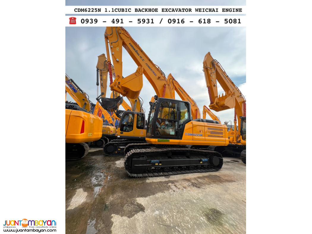 Lonking CDM6225N 1.1 cubic backhoe excavator weichai Engine