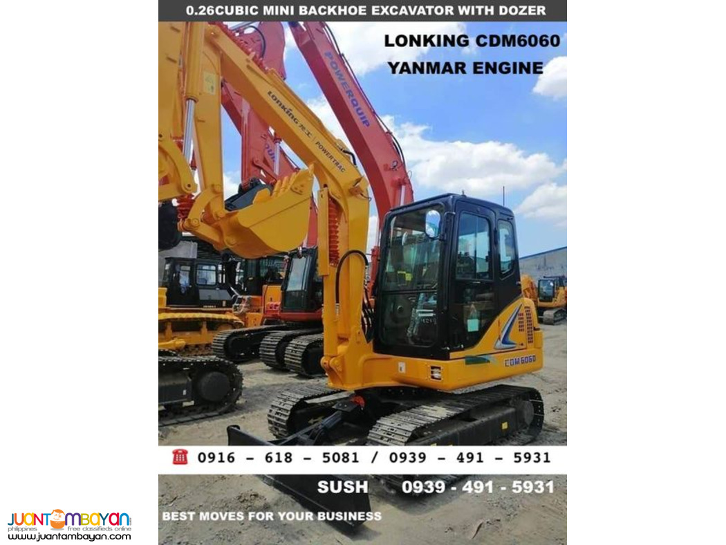 Lonking CDM6060n 0.25cubic Mini Backhoe Excavator with dozer