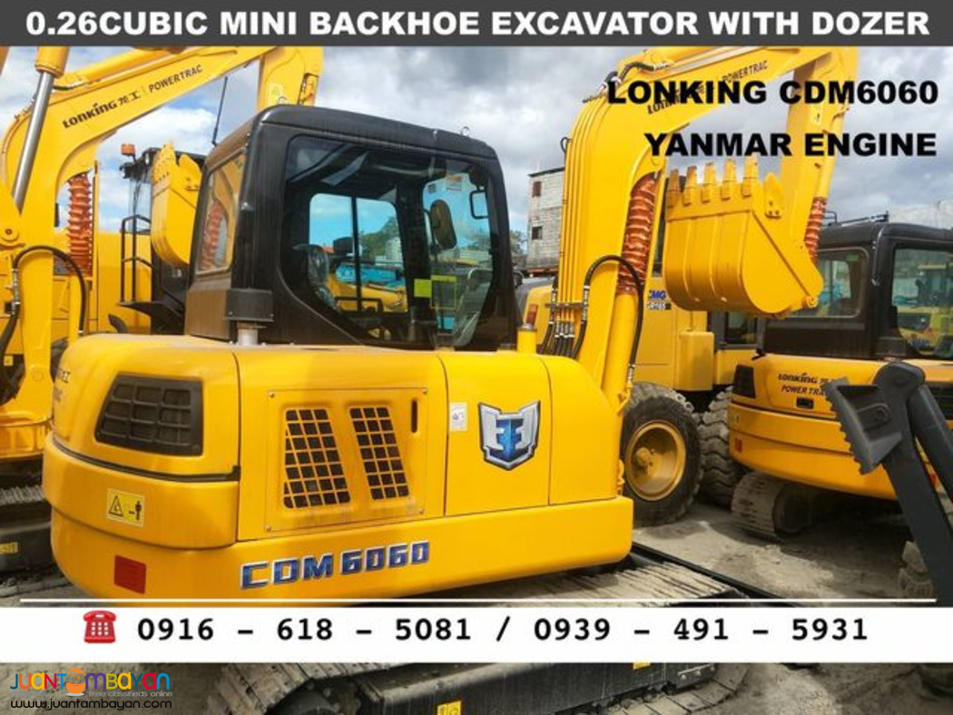 Lonking CDM6060n 0.25cubic Mini Backhoe Excavator with dozer