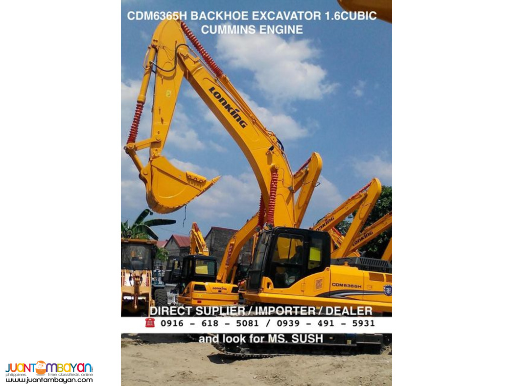 1.6cubic hydraulic backhoe excavator cdm6365h Lonking cummins
