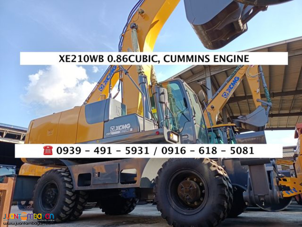 xe210wb 0.86cubic backhoe wheel type with dozer cummins engine