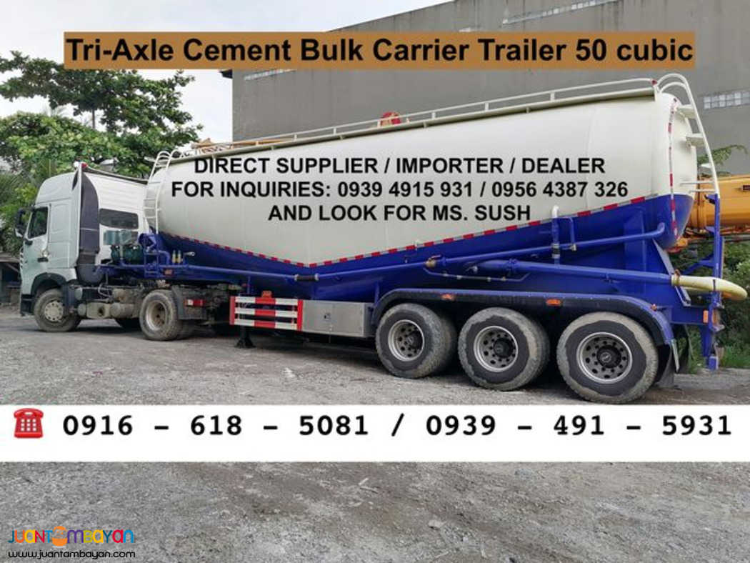 12-wheeler Tri-Axle Cement Bulk Carrier Trailer 50cubic