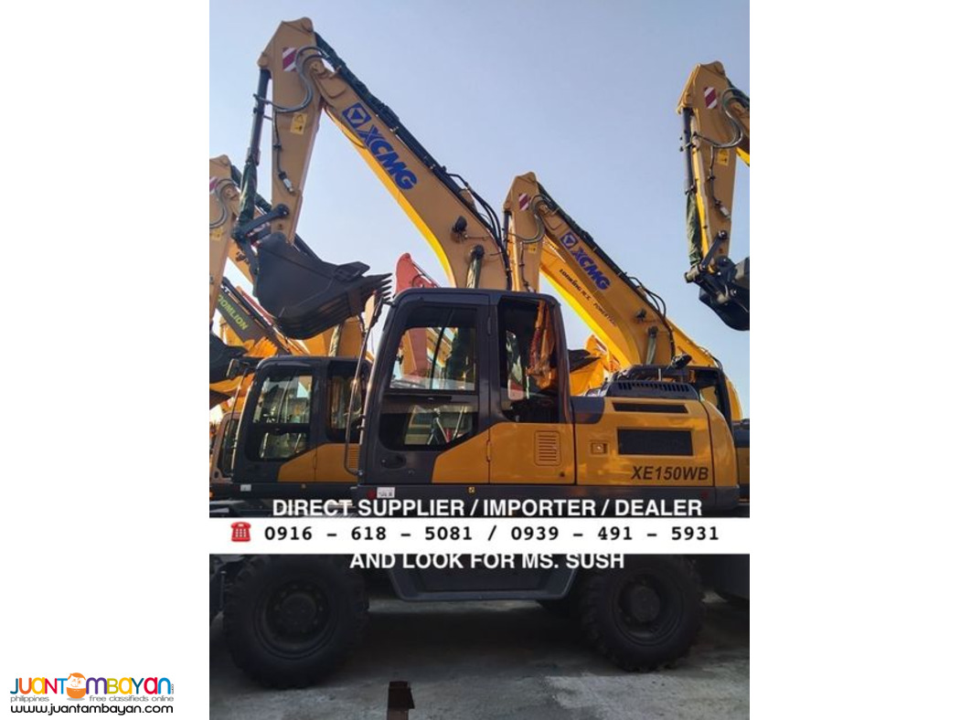 0.58cubic backhoe excavator wheel type cummins engine xcmg xe150wb