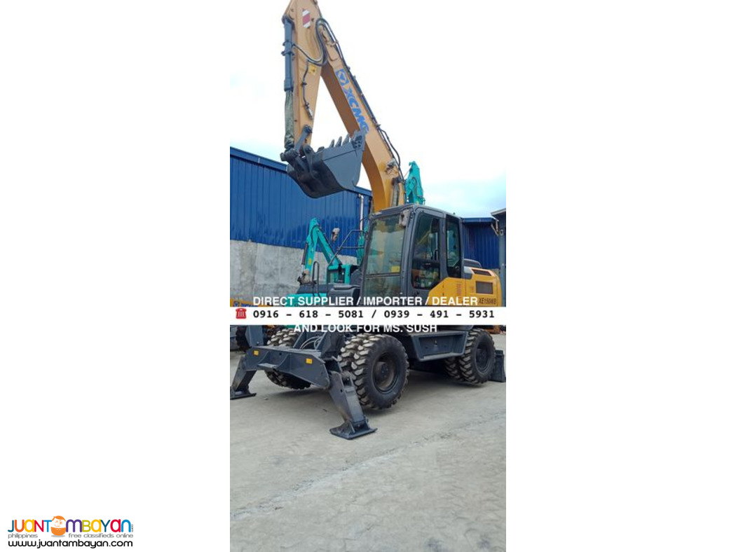 0.58cubic backhoe excavator wheel type cummins engine xcmg xe150wb