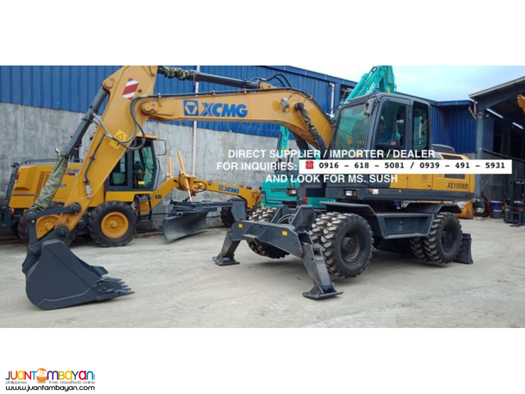 0.58cubic backhoe excavator wheel type cummins engine xcmg xe150wb