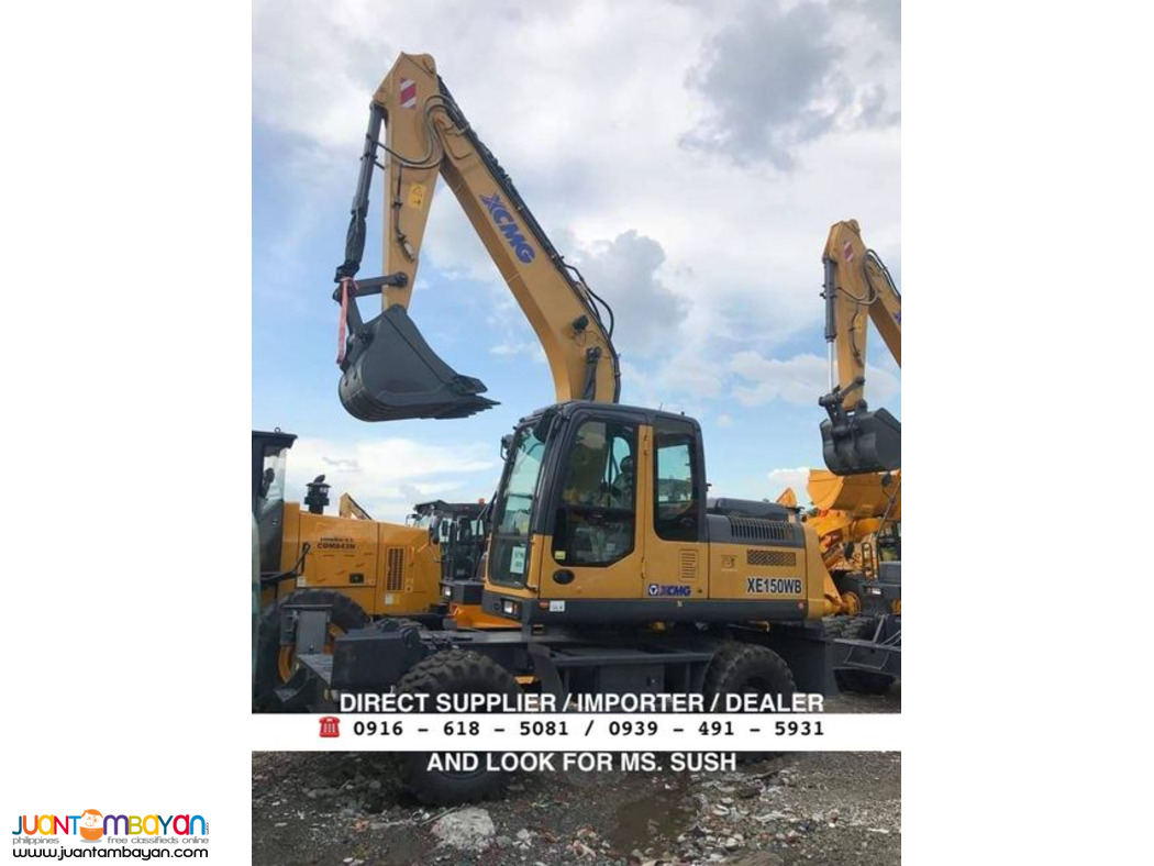 0.58cubic backhoe excavator wheel type cummins engine xcmg xe150wb
