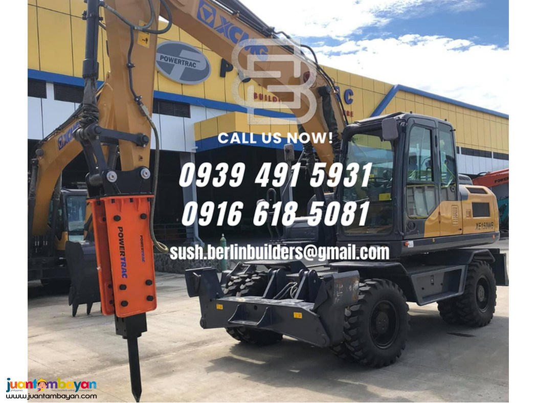 0.58cubic backhoe excavator wheel type cummins engine xcmg xe150wb