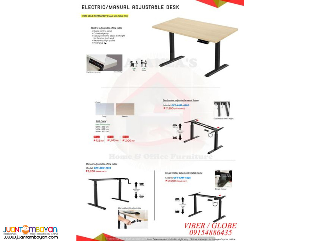 ELECTRIC / MANUAL ADJUSTABLE DESK (FACTORY PRICE)