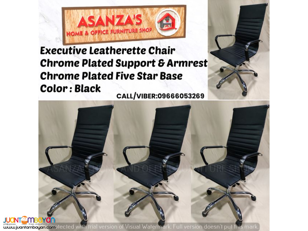 Executive Leatherette Chair Chrome Plated Support