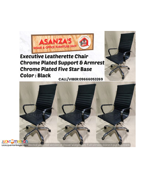 Executive Leatherette Chair Chrome Plated Support