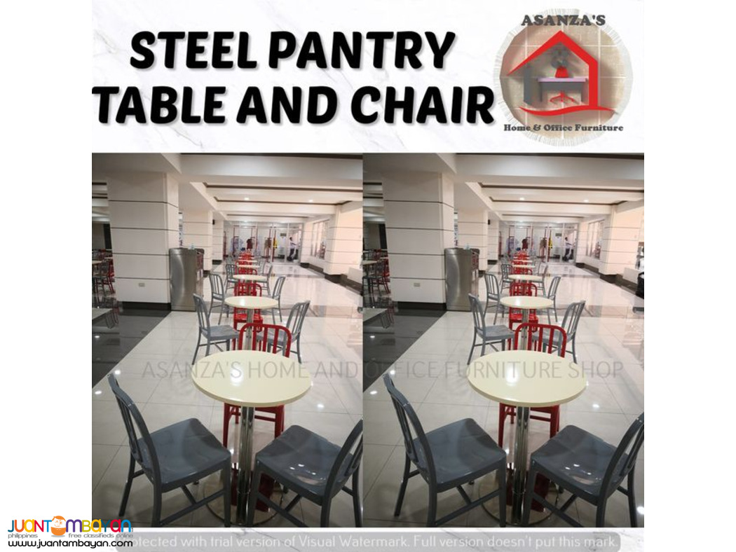 STEEL PANTRY TABLE AND CHAIR