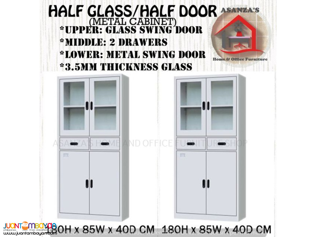 HALF GLASS/HALF DOOR METAL CABINET