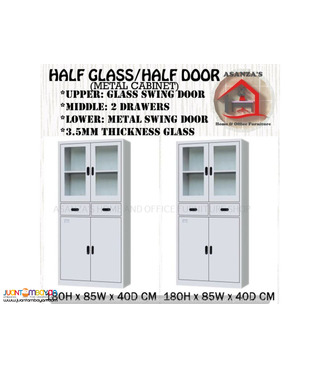 HALF GLASS/HALF DOOR METAL CABINET