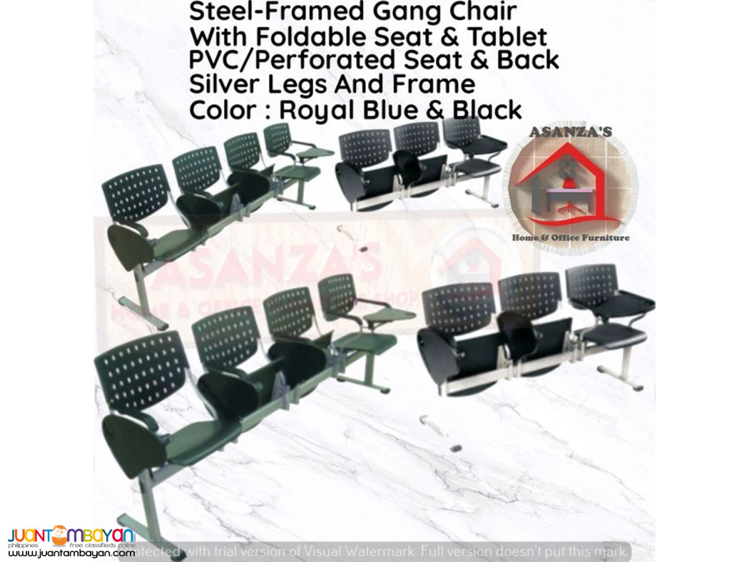 Steel-Framed Gang Chair With Foldable Seat & Tablet Steel-Framed Gang Chair With Foldable Seat & Tablet