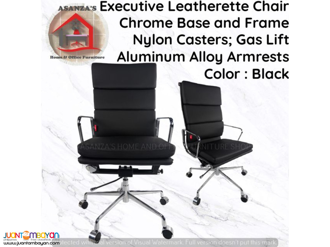 Executive Leatherette Chair Chrome Base and Frame Nylon Casters Executive Leatherette Chair Chrome Base and Frame Nylon Casters