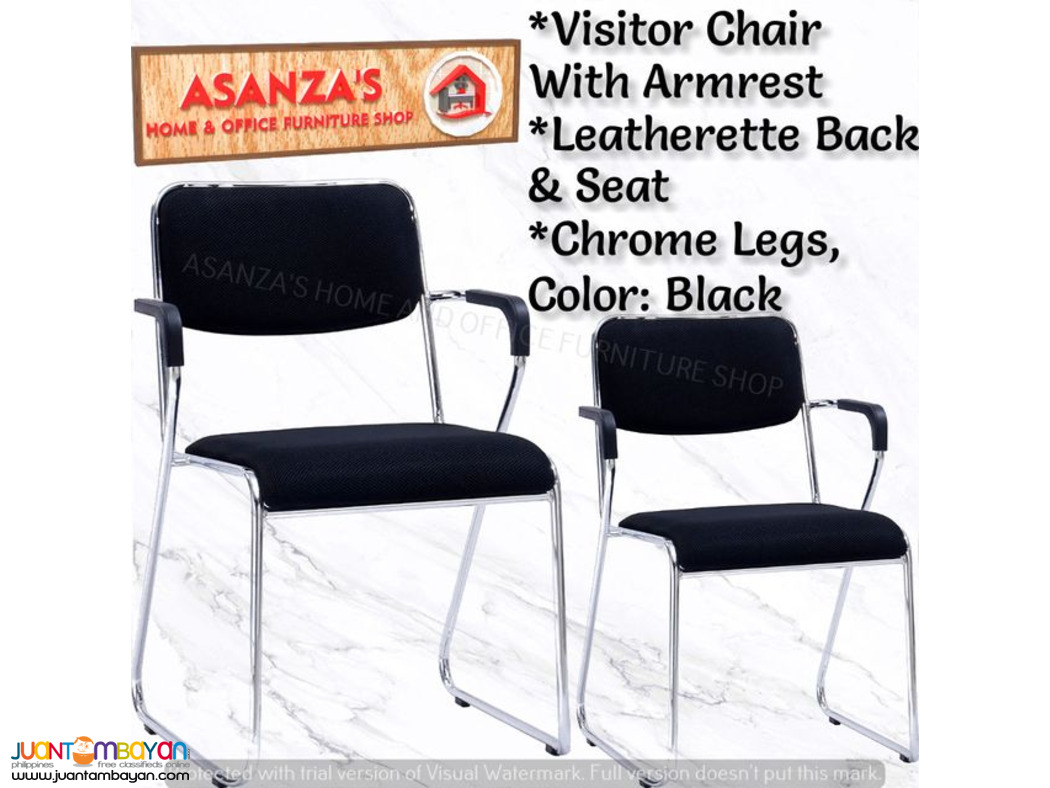 Visitor Chair With Armrest Leatherette Back & Seat 