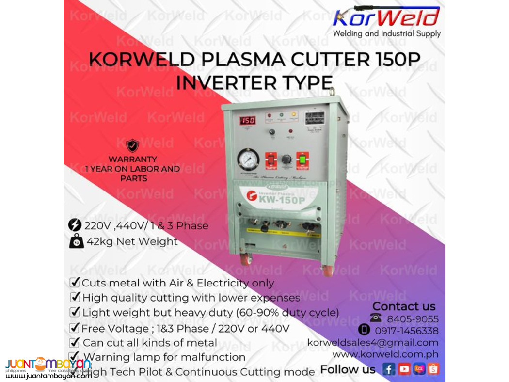 Korweld Plasma Cutter 150P 35-45mm Cutting Capacity 