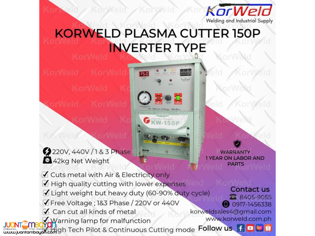 Korweld Plasma Cutter 150P 35-45mm Cutting Capacity 