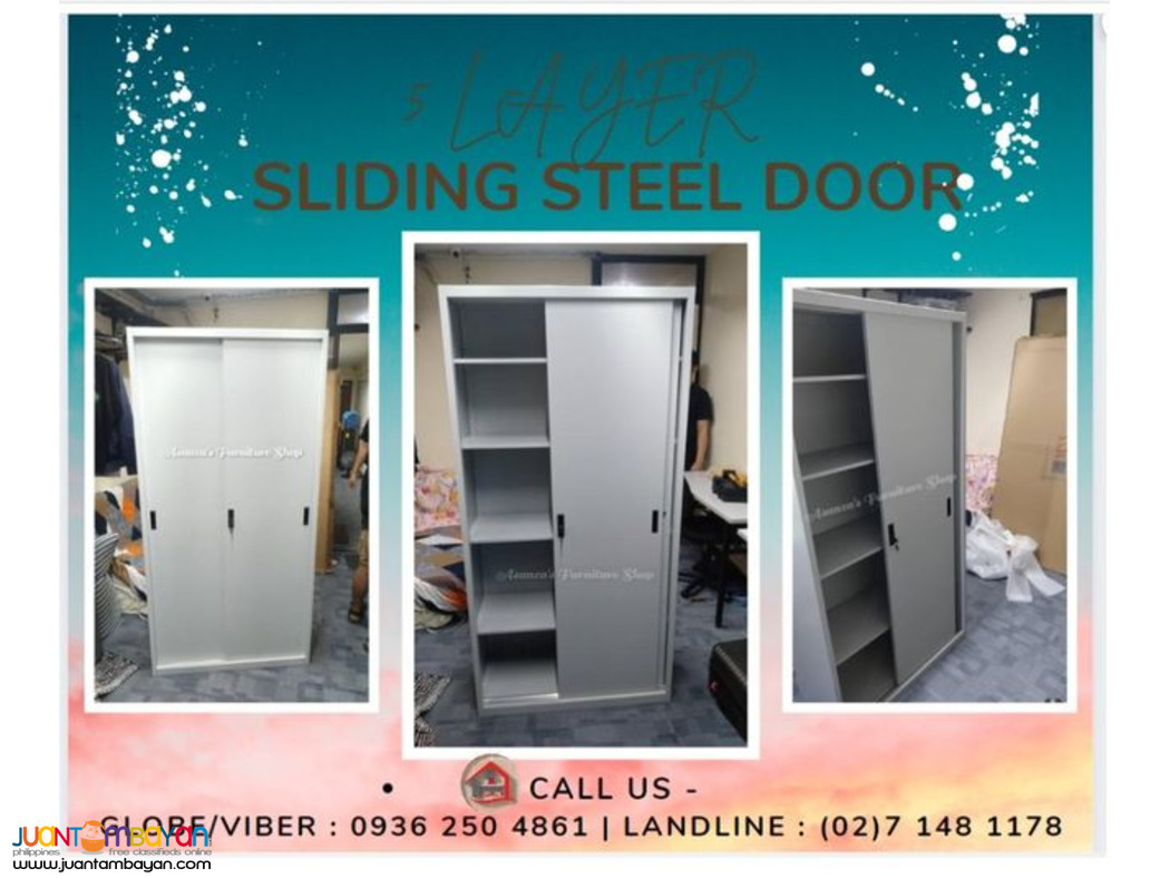 5 Layer Steel Shelf Cabinet w/ Sliding Steel Doors | Factory Price