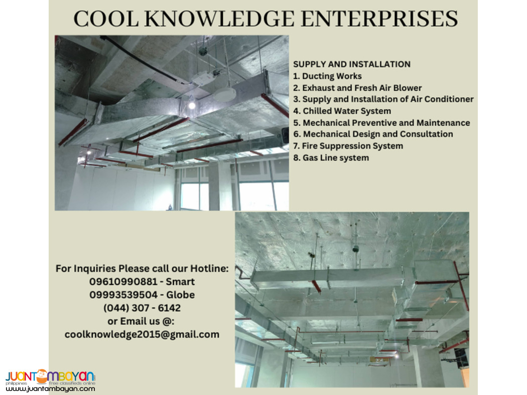 fabricate. services. installation. supply of ducting system