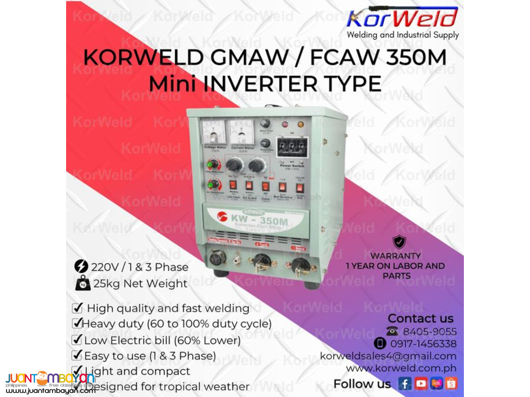Korweld MIG 350 Mini Inverter Type (220V 1& 3 Phase)