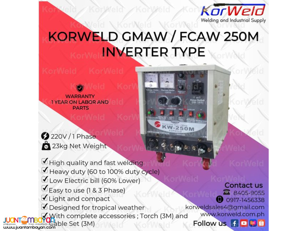 Korweld GMAW/FCAW 250A (220V 1PHASE)