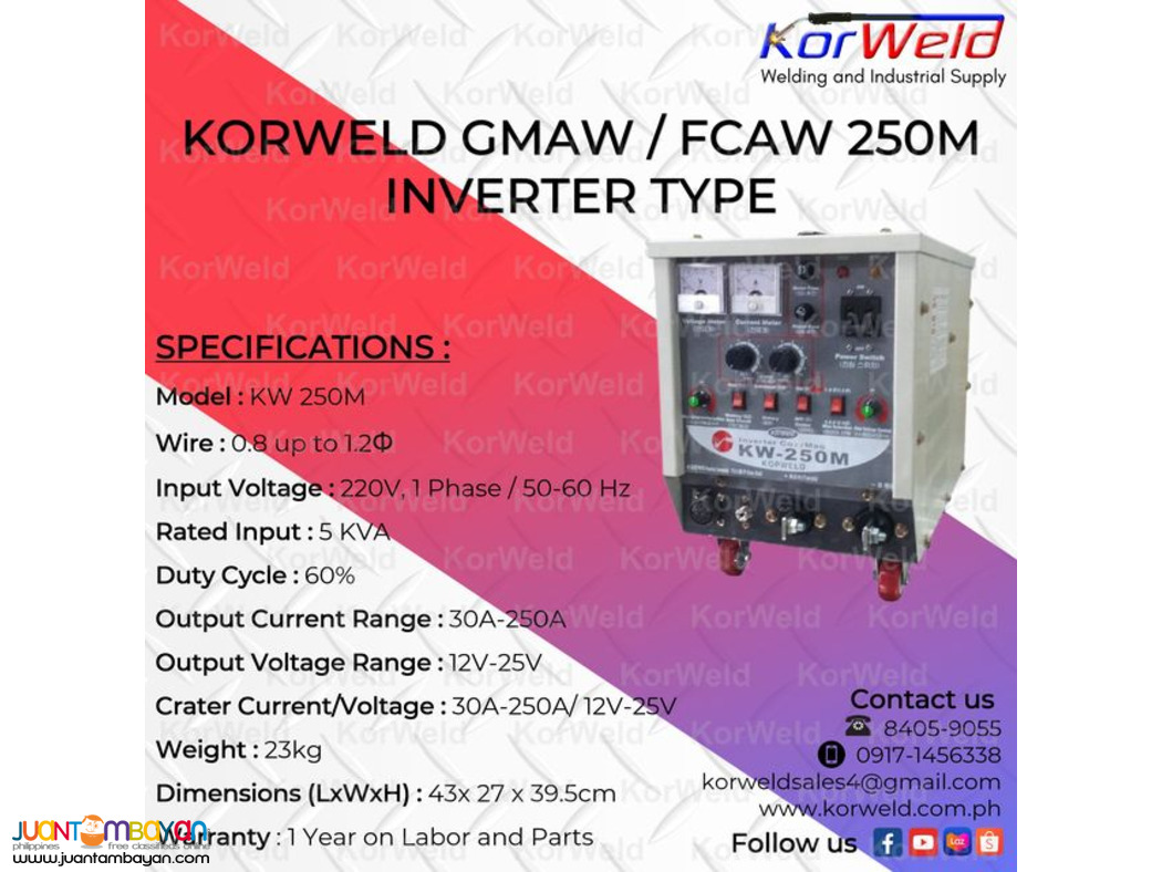Korweld GMAW/FCAW 250A (220V 1PHASE)