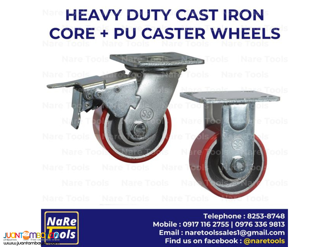 Heavy Duty Cast Iron Core + PU Caster Wheels -39-02-01